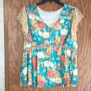 CATO Floral V-Neck Women's Top
